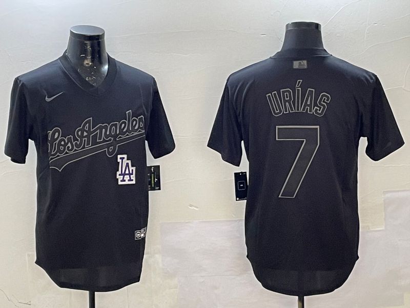 Men Los Angeles Dodgers 7 Urias Black Throwback Game 2025 Nike MLB Jersey style 02258